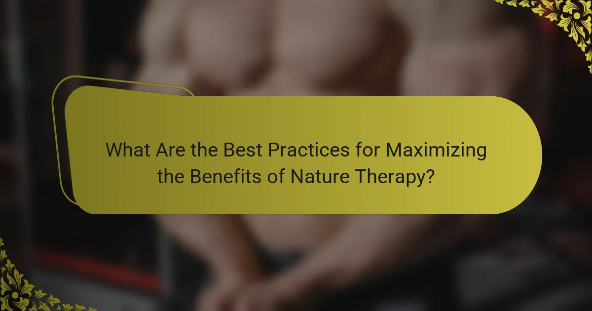 What Are the Best Practices for Maximizing the Benefits of Nature Therapy?